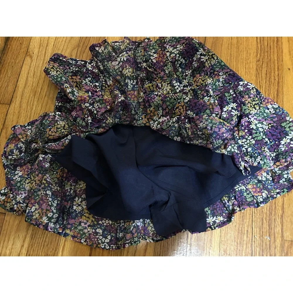 Pinch Skirt Size Small Multicolor Dainty Floral Pattern Boho Pleated Swing